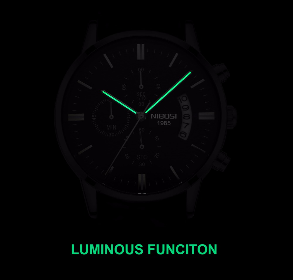 Reloj NIBOSI de cuarzo negro d - Zen Luxury Watch reseña y precio