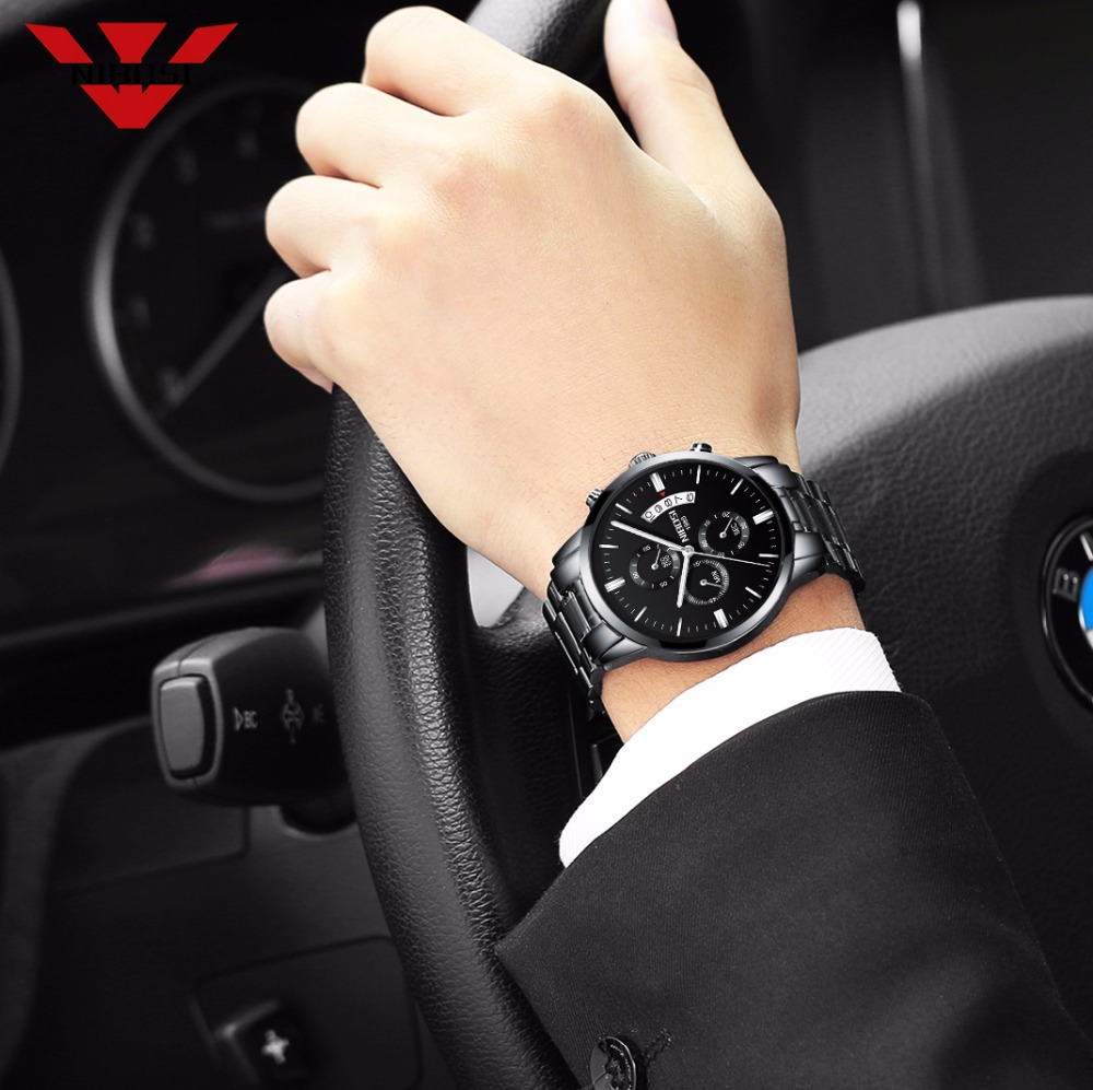 Reloj NIBOSI de cuarzo negro d - Zen Luxury Watch reseña y precio