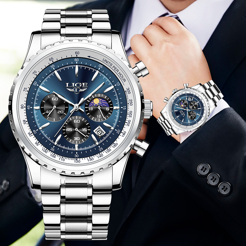 LIGE-reloj analógico de acero  - Zen Luxury Watch reseña y precio